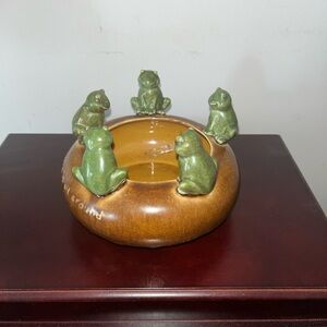 Green Frog Ceramic Bowl/Planter by Clay Critters